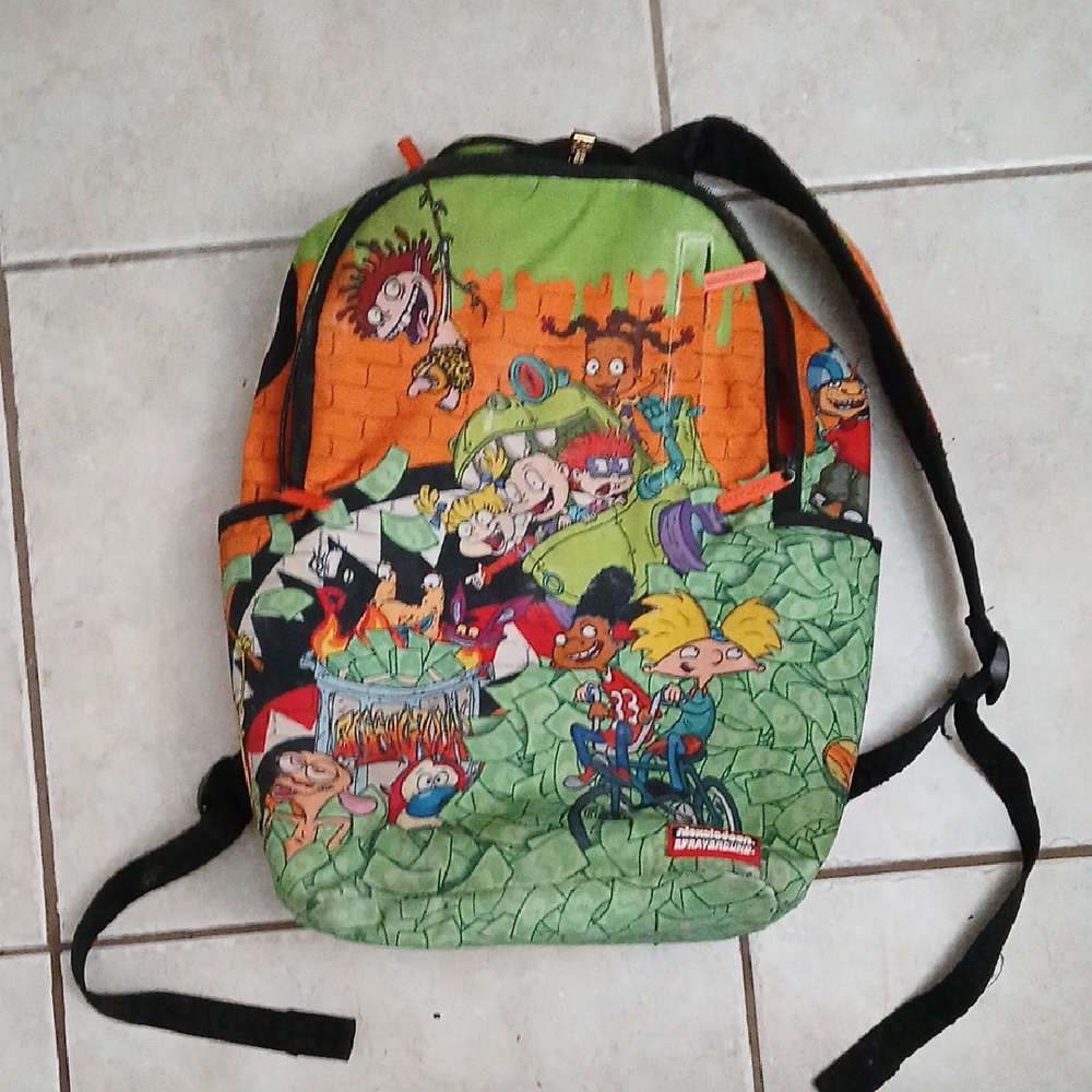 Sprayground Cartoon Character Backpack - Green and Orange
